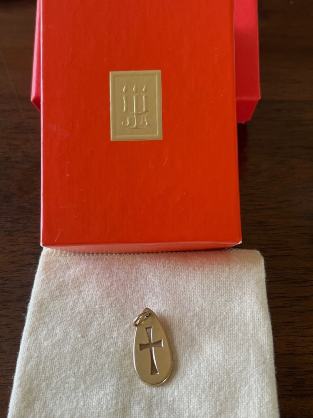 Retired James Avery 14k Gold Cut Out Cross Teardrop Charm